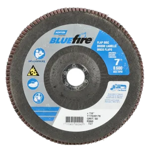 Norton 7 x 7/8 In. BlueFire Fiberglass HD Flat Flap Disc T27 P60 Grit R884P1 ZA 10 Count