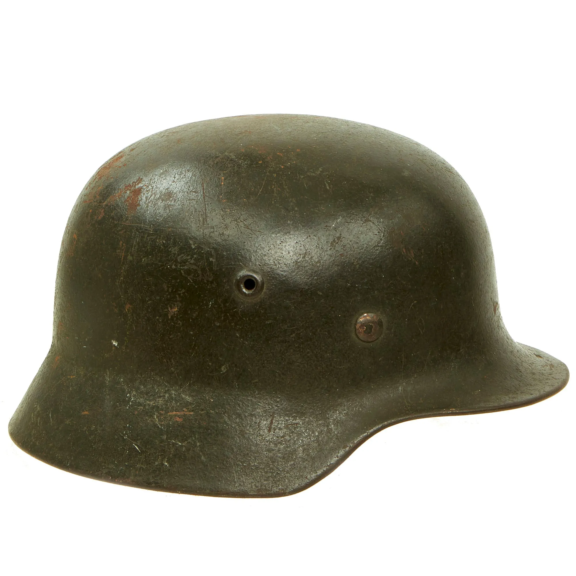 Original German WWII Documented USGI Bring Back Set - Army Heer M40 Single Decal Helmet & Kriegsmarine Coastal Artillery M38 Cap