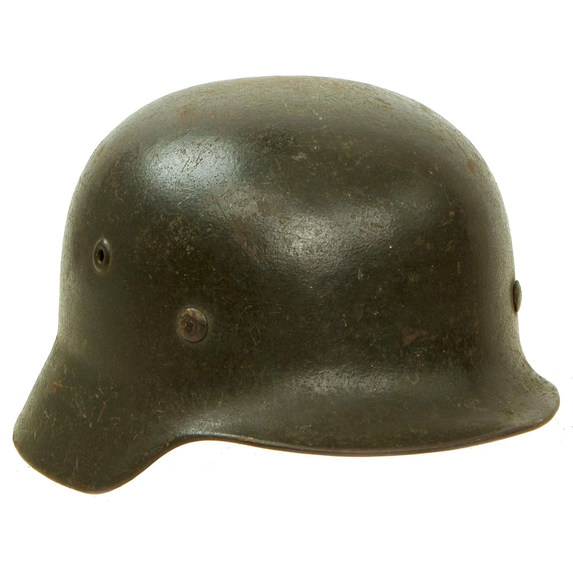 Original German WWII Documented USGI Bring Back Set - Army Heer M40 Single Decal Helmet & Kriegsmarine Coastal Artillery M38 Cap