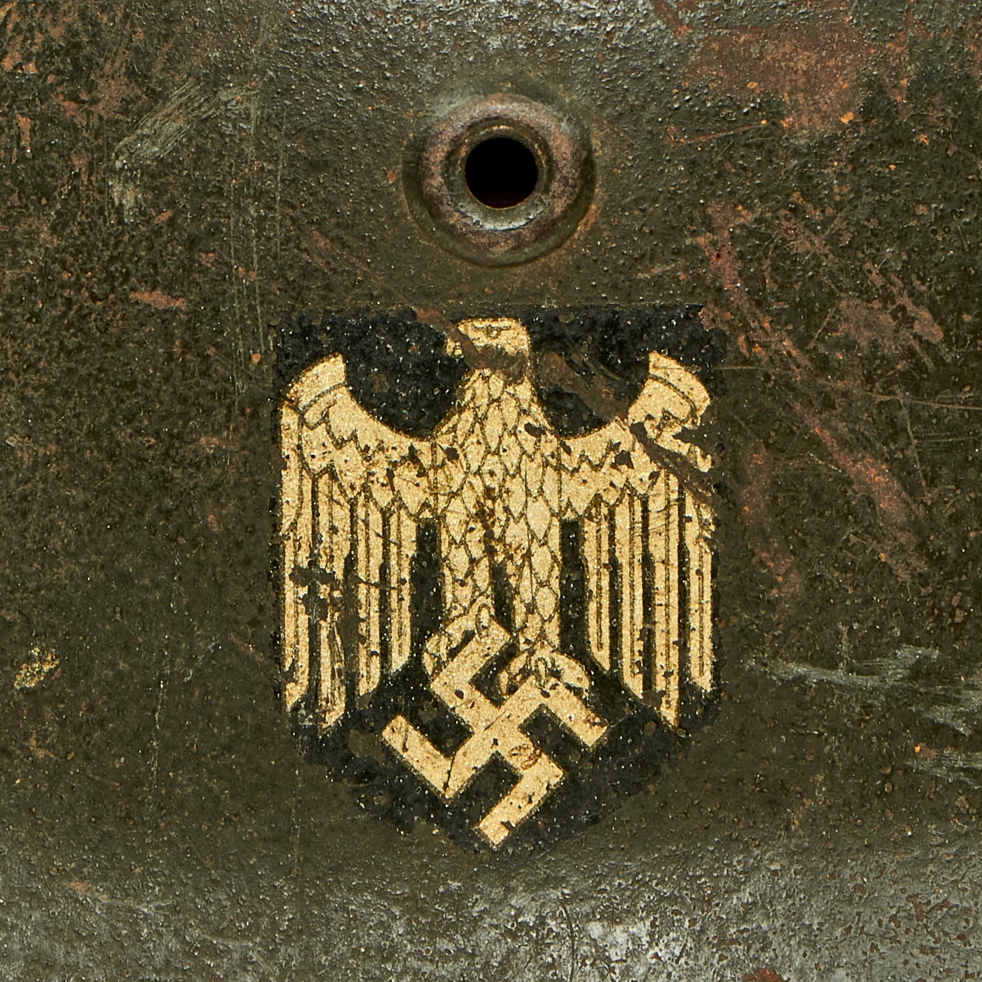 Original German WWII Documented USGI Bring Back Set - Army Heer M40 Single Decal Helmet & Kriegsmarine Coastal Artillery M38 Cap
