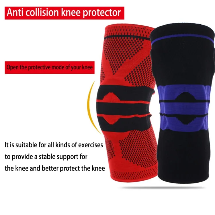 Outdoor Fitness Mountaineering Knit Protection Silicone Anti - collision Spring Support Sports Knee Protector, Size: M(Light Grey)