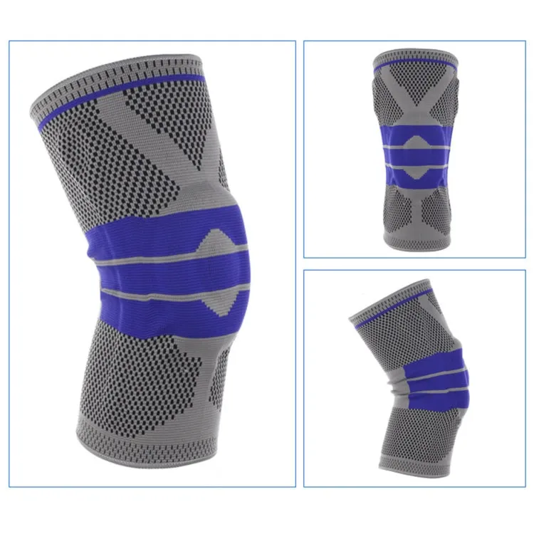 Outdoor Fitness Mountaineering Knit Protection Silicone Anti - collision Spring Support Sports Knee Protector, Size: M(Light Grey)