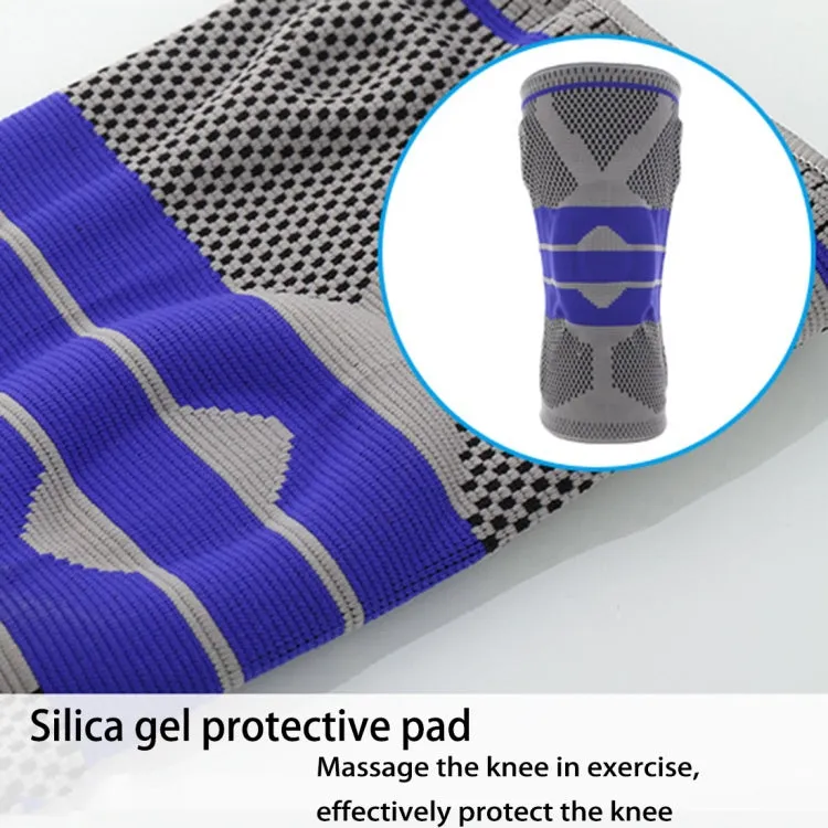 Outdoor Fitness Mountaineering Knit Protection Silicone Anti - collision Spring Support Sports Knee Protector, Size: M(Light Grey)