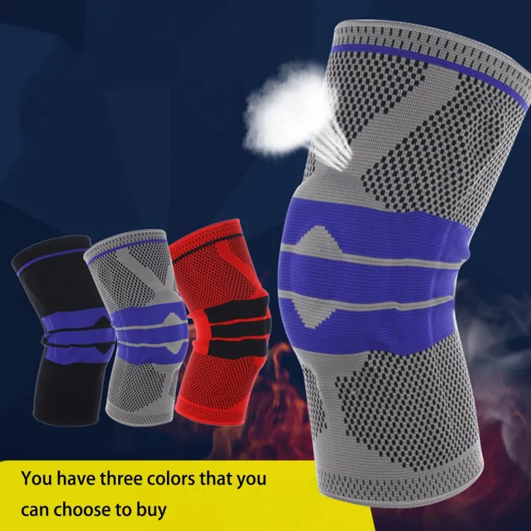 Outdoor Fitness Mountaineering Knit Protection Silicone Anti - collision Spring Support Sports Knee Protector, Size: M(Light Grey)