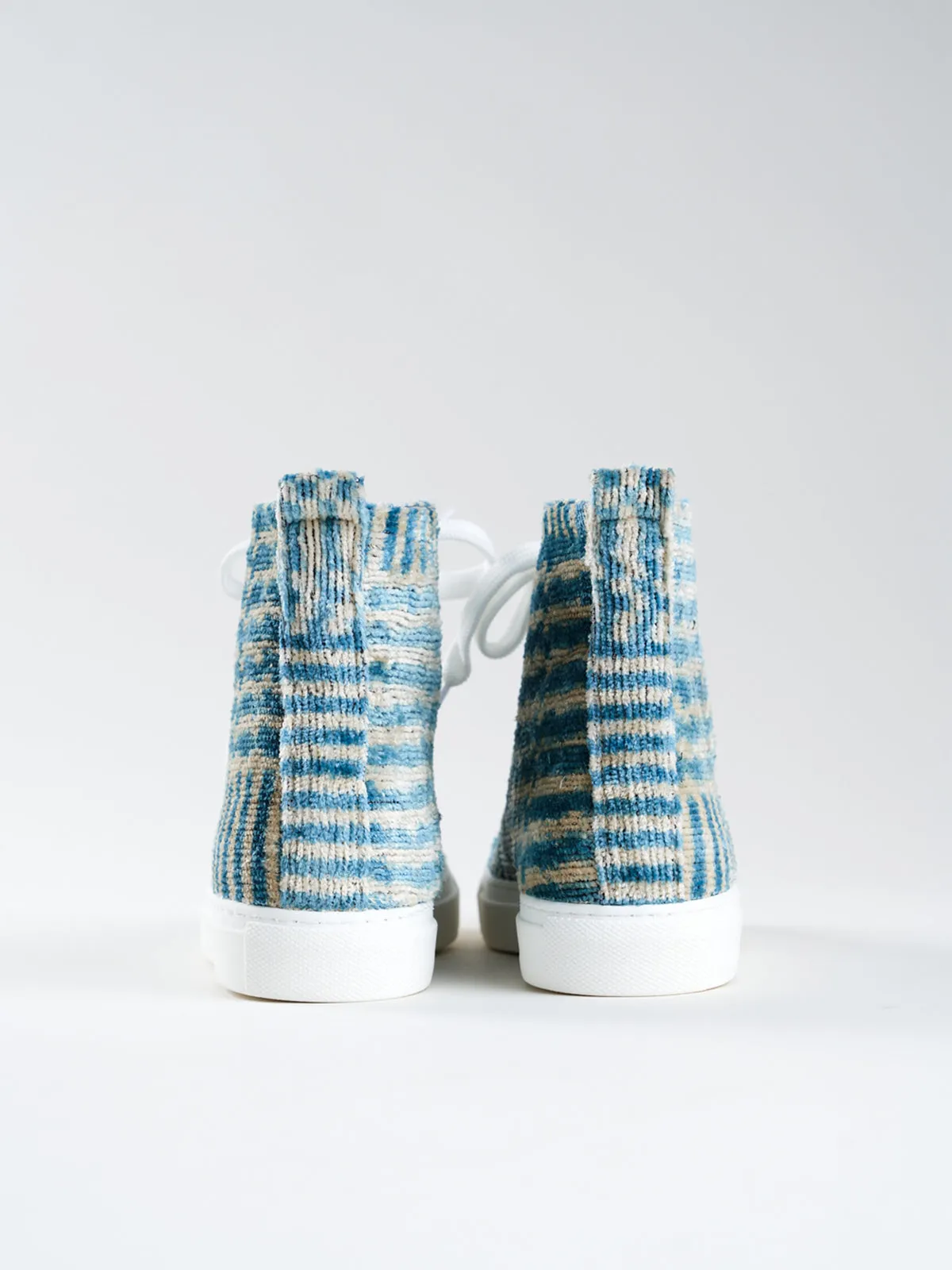 Silk Velvet Teal Stripe High Tops