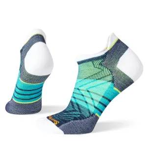 Smartwool Womens Run Low Ankle Socks- White/ Turquoise