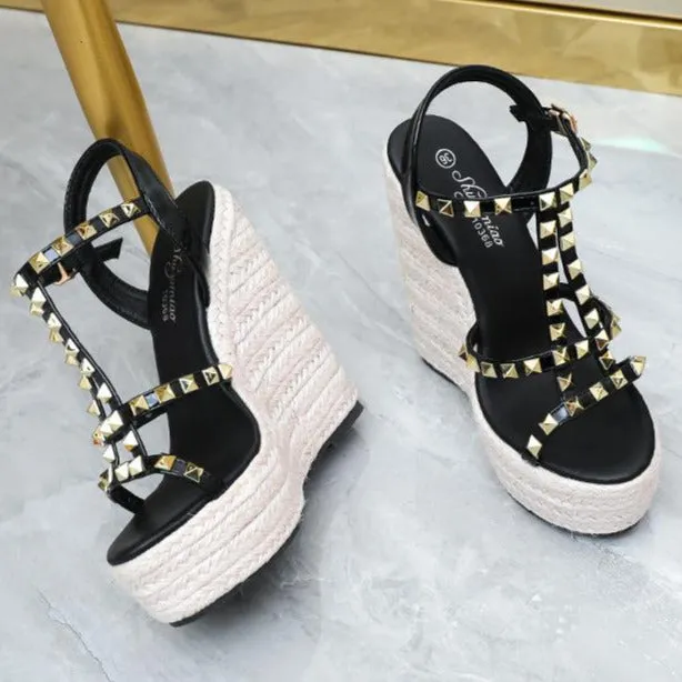 Studded Wedge Sandals