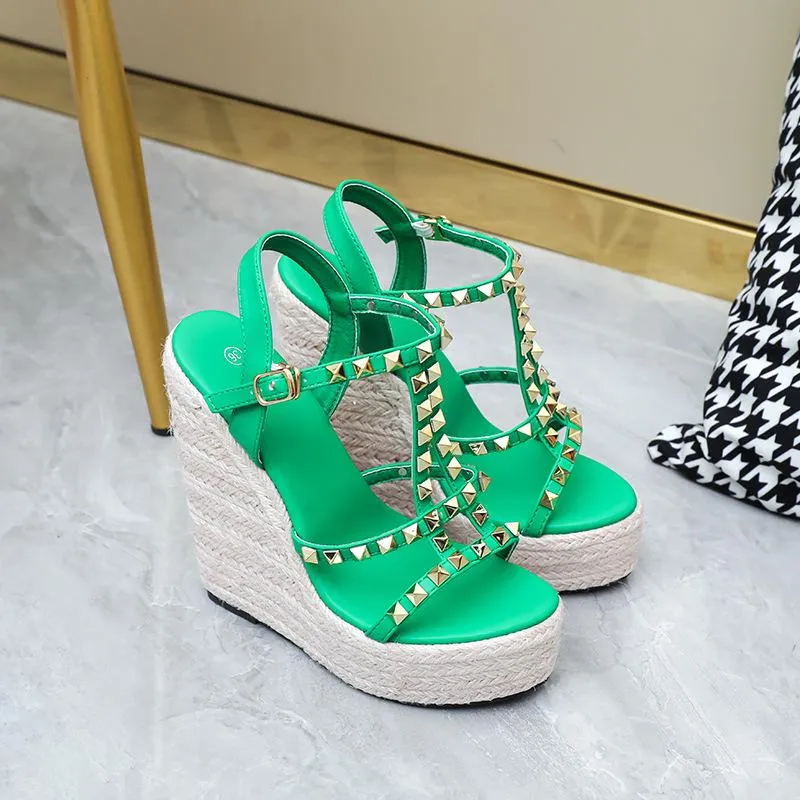 Studded Wedge Sandals
