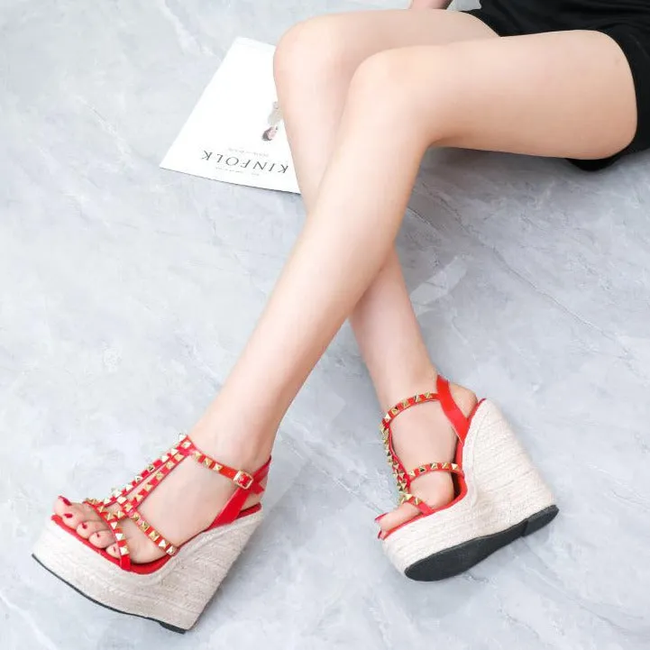 Studded Wedge Sandals