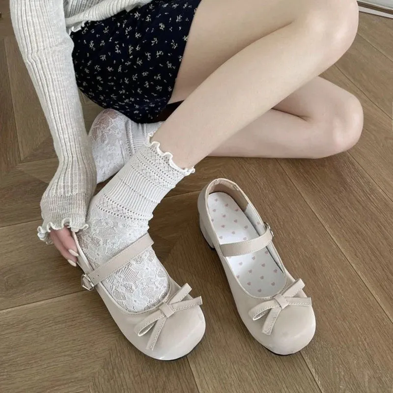 TAVIMART  -  Autumn Women Mary Jane Shoes Fashion Butterfly-knot Ladies Comfort Round Toe Low Heel Footwear