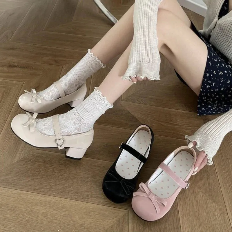 TAVIMART  -  Autumn Women Mary Jane Shoes Fashion Butterfly-knot Ladies Comfort Round Toe Low Heel Footwear