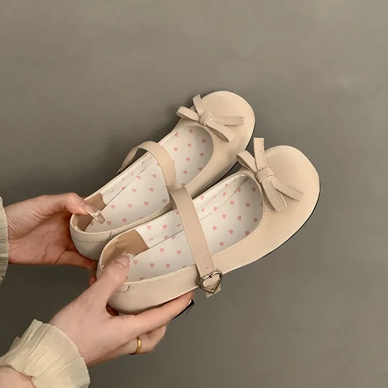 TAVIMART  -  Autumn Women Mary Jane Shoes Fashion Butterfly-knot Ladies Comfort Round Toe Low Heel Footwear
