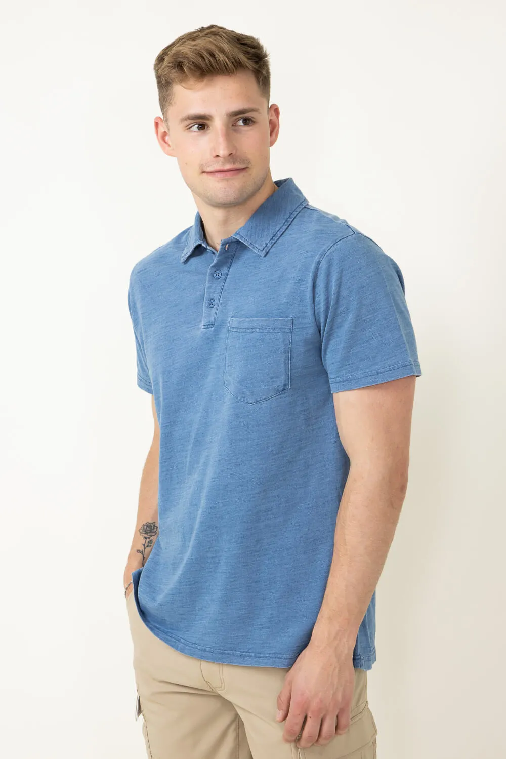 Thread & Supply William Polo Shirt for Men in Denim | T3516WDCTM-DENIM