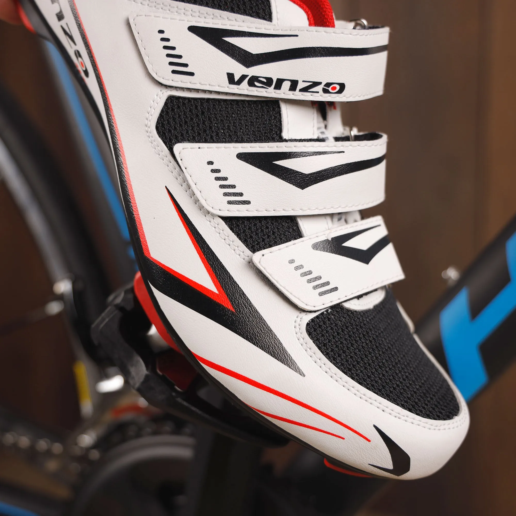 Venzo Bicycle Men’s Road Cycling Riding Shoes - With Bike Clipless Sealed Bearing LOOK Delta Compatible Pedals & 9 Degree Float Cleats - Size 47