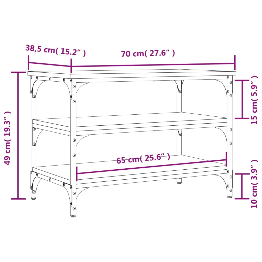 vidaXL Shoe Bench Sonoma Oak 70x38.5x49 cm Engineered Wood