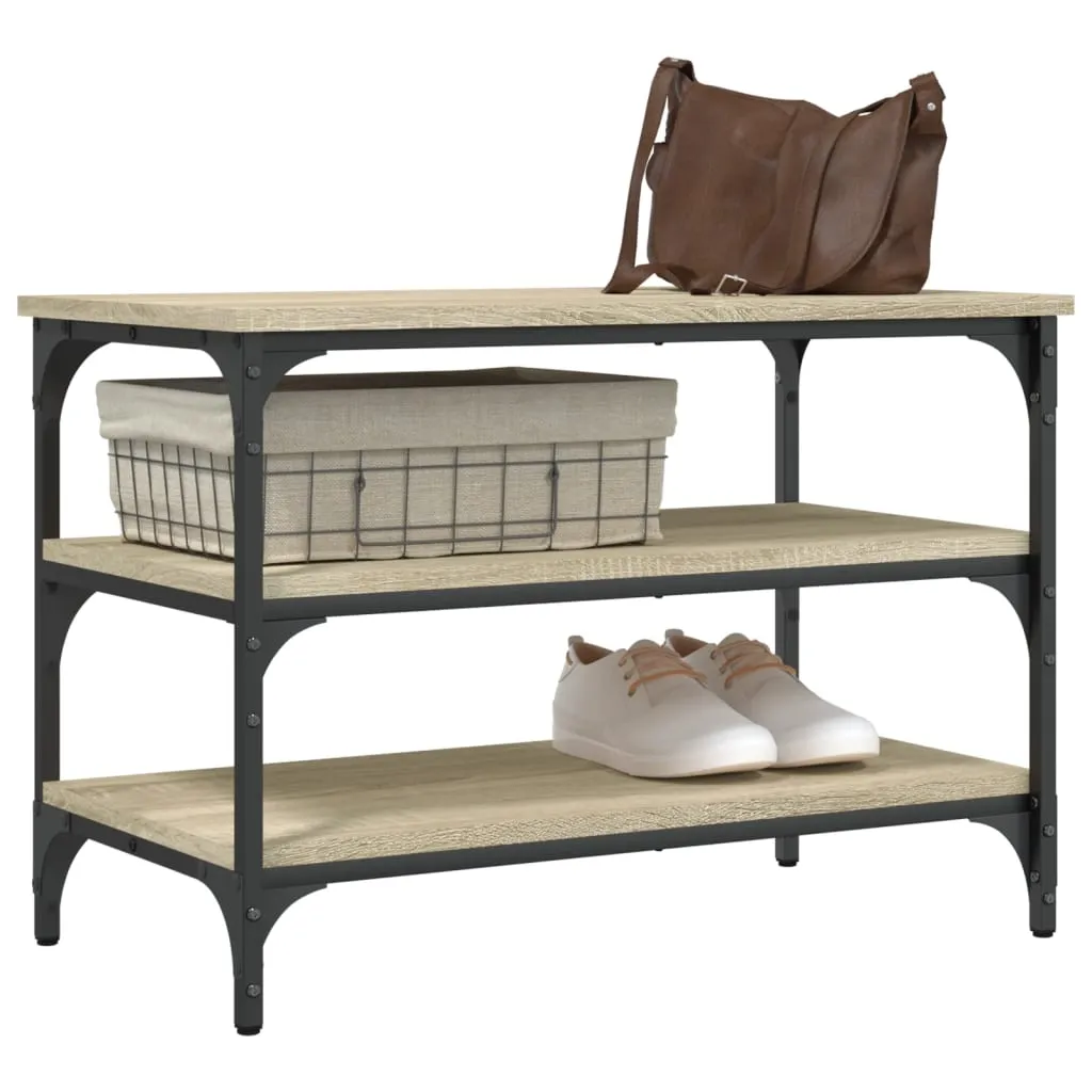 vidaXL Shoe Bench Sonoma Oak 70x38.5x49 cm Engineered Wood