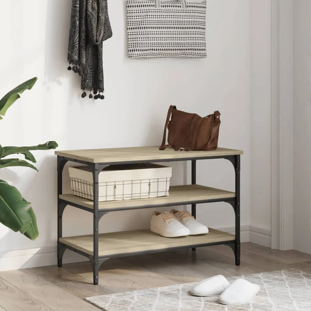 vidaXL Shoe Bench Sonoma Oak 70x38.5x49 cm Engineered Wood