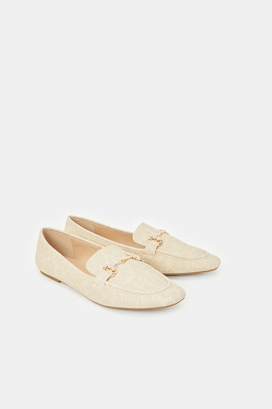 Women Ivory Loafer With Embellishment