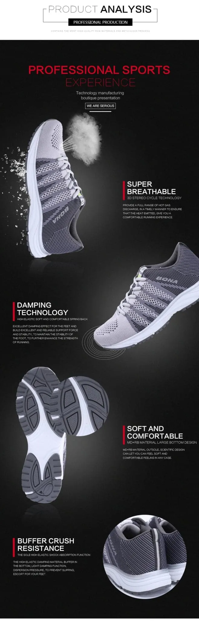 Women's Breathable Mesh Running Shoes - Lightweight and Stable for Marathon Distance - Bona 33631